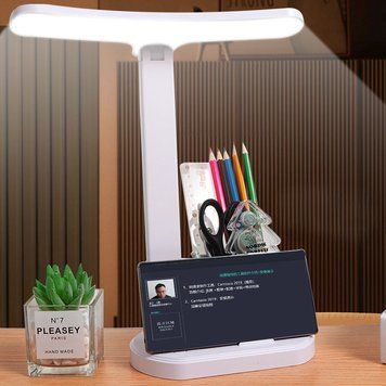 Настільна лампа на акумуляторі, від USB, 3 режими / Лампа з підставкою для телефону / Світильник настільний 234574952 фото