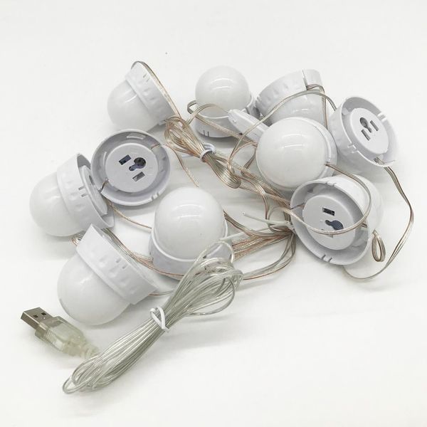 Подсветка для зеркала с регулировкой яркости 10 LED ламп, от USB, Белая / Лампочки к зеркалу для макияжа 234560991 фото
