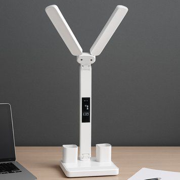 Настольная лампа с двумя плафонами и дисплеем 4в1, 7W, от USB / Сенсорная светодиодная лампа на аккумуляторе 234572524 фото