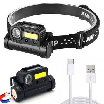 Налобний ліхтар із датчиком руху BL-123 XPE + COB / Магнітний ліхтарик з червоним ліхтариком для риболовлі 234562994 фото
