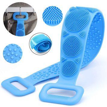 Мочалка массажная для тела, двухсторонняя, Silicon bath towel, Голубая / Массажер - мочалка для тела с ручкой 234568205 фото
