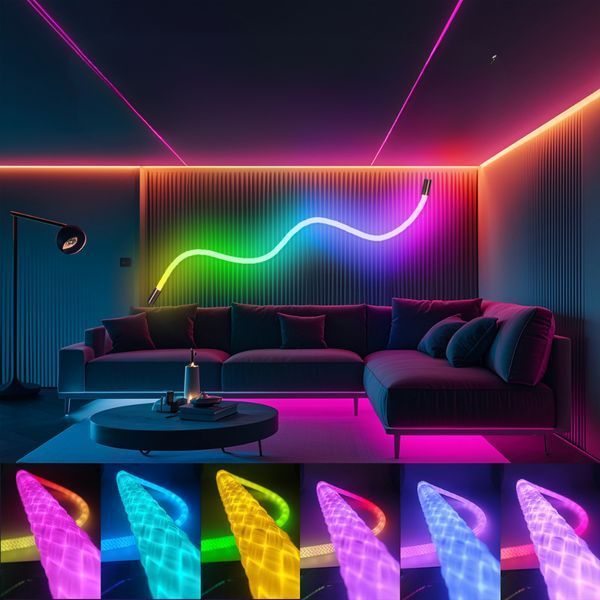 Неоновая LED-лента от USB, 5м, RGB, SFK-30 / Гибкая светодиодная лента / Светодиодная подсветка 234584849 фото
