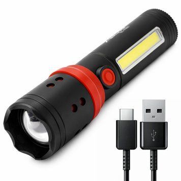 Ручний ліхтар із зумом та бічним світлом, від USB, Bailong BL-F861 / LED ліхтар / Акумуляторний ліхтарик ручний 234590456 фото