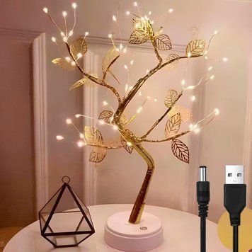Ночник в виде дерева-бонсай с листьями (50см), от USB, Теплый белый / Светильник-дерево 23457467901 фото
