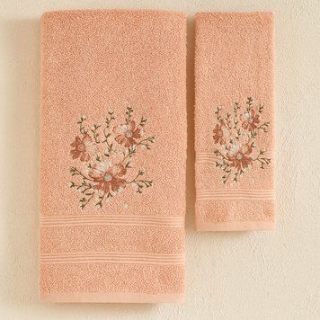 Полотенца подарочные, 2шт/уп, 50х90см,70х140см, Moz cicek persik, Персиковый / Комплект полотенец махровых / Набор полотенец 34560153401 фото