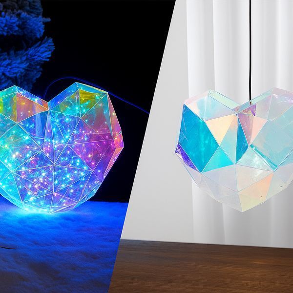 Ночник 3D сердца с эффектом голограммы, 20 см, от батареек и USB / Голографическое сердце с подсветкой / Светильник сердце 234587432 фото