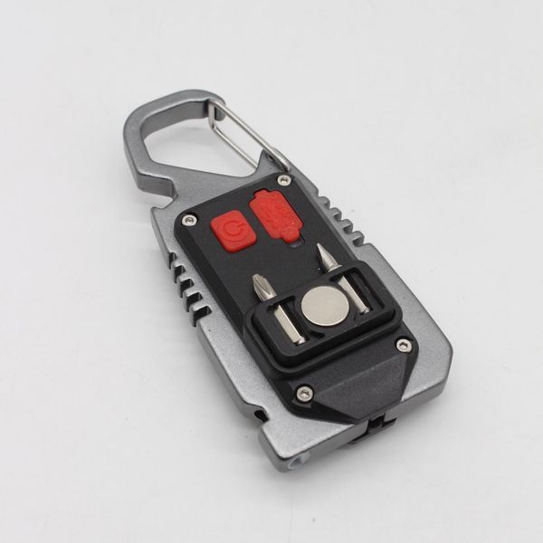 Мини фонарь брелок с USB и карабином, 8 LED, Серый / Портативный светодиодный фонарик на ключи 234568980 фото