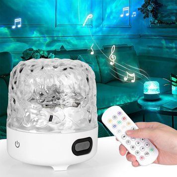 Лампа с эффектом водяной волны + Колонка и Пульт, от USB / LED светильник ночник / Проектор светильник настольный 234588943 фото