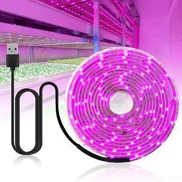 Світлодіодна фітолента для рослин 5м, від USB / Фітострічка для розсади / LED стрічка для рослин у кімнату 234573613 фото