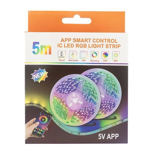 Світлодіодна стрічка 5м, від USB, Bluetooth + пульт, BL-5V-USB / Багатокольорова LED стрічка / Лед стрічка / Підсвітка в кімнату 234581821 фото