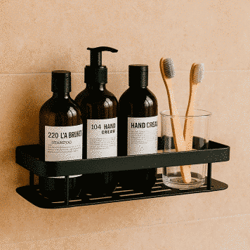 Металева полиця для ванної (30х13х4,5 см), до 10кг Bathroom shelf / Навісний органайзер для ванної кімнати 234567590 фото