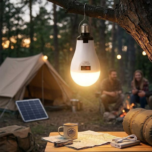 Аккумуляторная лампочка 20W, USB зарядка, Е27, крючок, SS-6920 / Автономная лампочка с крючком / Аккумуляторная LED-лампа с зарядкой 345705124 фото