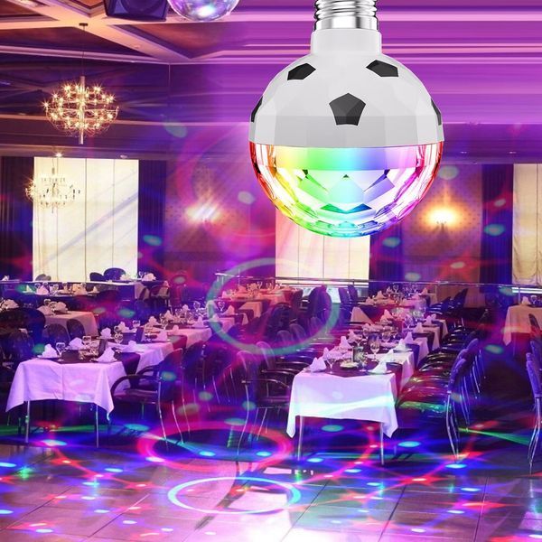 Вращающаяся на 360&deg; светодиодная лампа Футбольный Мяч, Е27, 6 Вт, RGB / Диско-лампа для вечеринки с вращением 234577333 фото