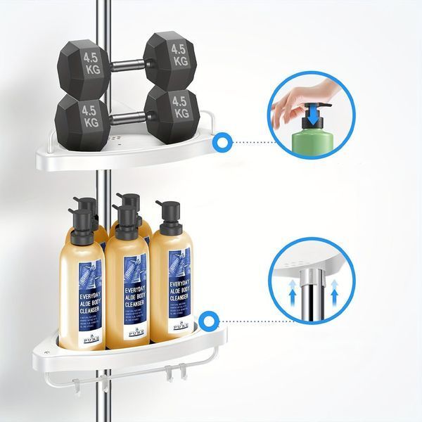 Угловая полка для ванной 4 яруса (320х33 см), до 16кг, Multi Corner Shelf GY-18 / Телескопическая полка в ванну 12345998302 фото
