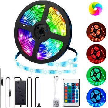 Світлодіодна LED стрічка 5м 5050 RGB, 12V + пульт + блок живлення / Багатобарвна стрічка для підсвічування кімнати 234561214 фото